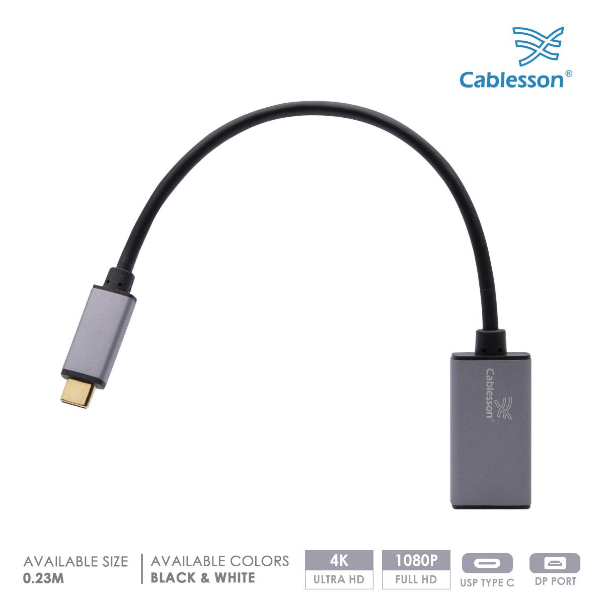 Cablesson USB Type C male to Mini DP female adapter with aluminum shells 0.23M 4K@60Hz (Black) — view 2