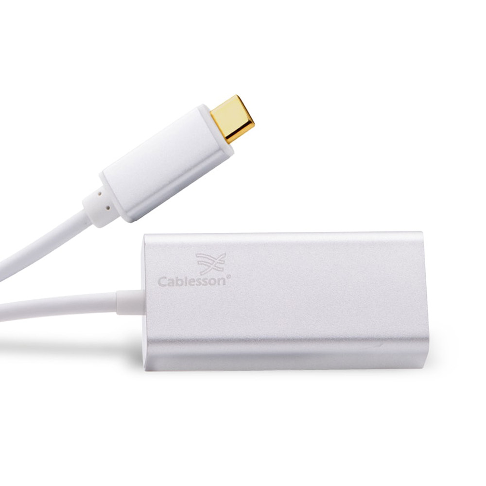 Cablesson USB Type C male to RJ45 adapter with aluminum shells 0.23M support 1000M (White)