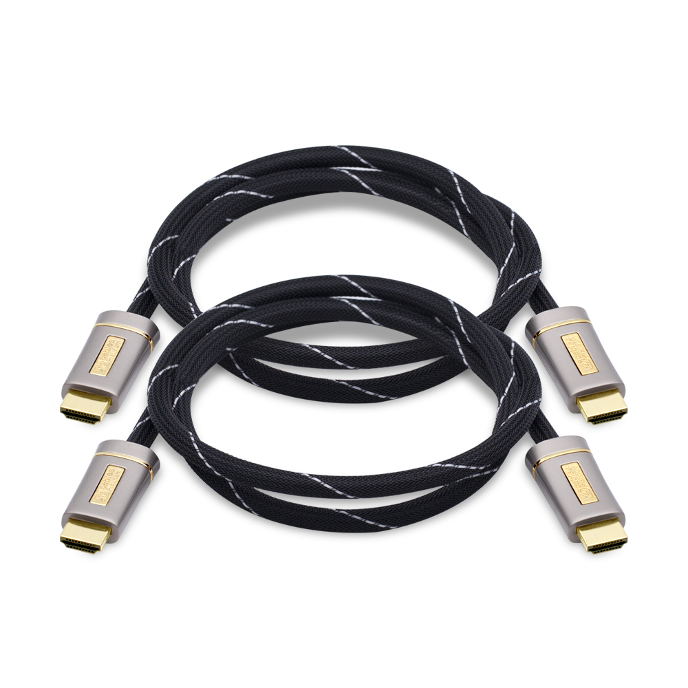 XO Platinum (2 pack) 2m HDMI 2.0 Cable High-Speed - 18Gbps 4 K Ultra HD - For Apple Fire TV, TV, Xbox, PlayStation, Arc, 4K UHD 2160P HD Video 1080P, 3D, Ethernet, PS3, PS4