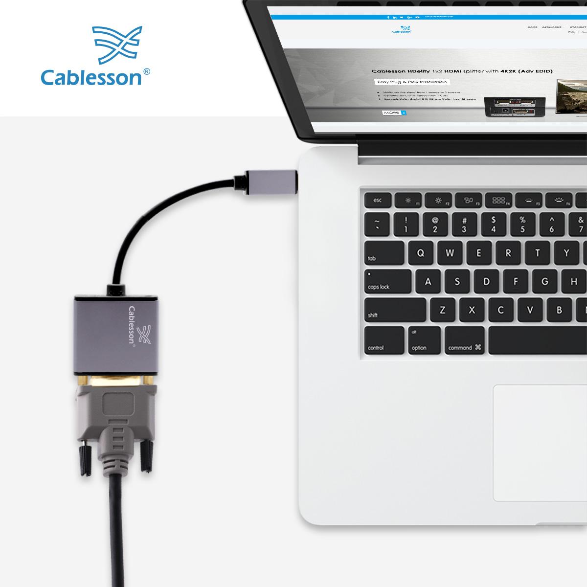 Cablesson USB Type C male to VGA female adapter with aluminum shells 0.23M 1080P@60Hz (Black) — view 5