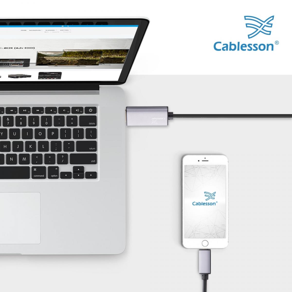 Cablesson USB Type C male to HDMI male adapter cable with aluminum shells 1M 4K@30Hz (Black) — view 5