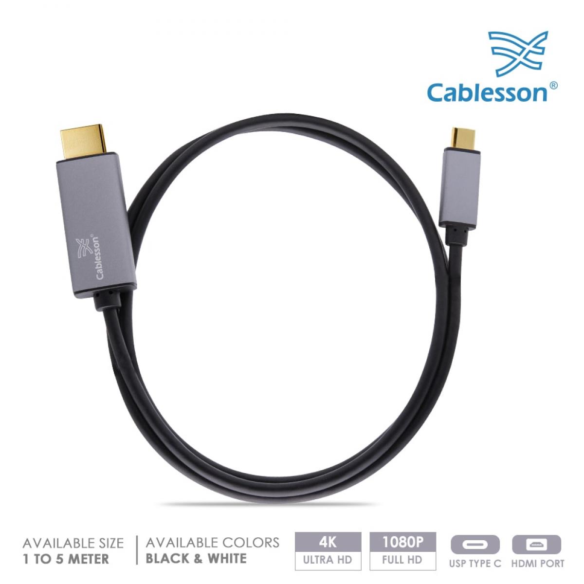 Cablesson USB Type C male to HDMI male adapter cable with aluminum shells 3M 4K@30Hz (Black) — view 2