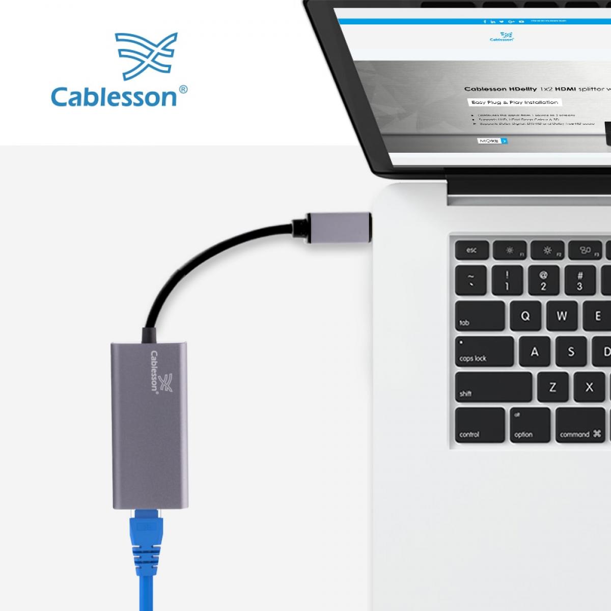Cablesson USB Type C male to RJ45 adapter with aluminum shells 0.23M support 1000M (Black) — view 5
