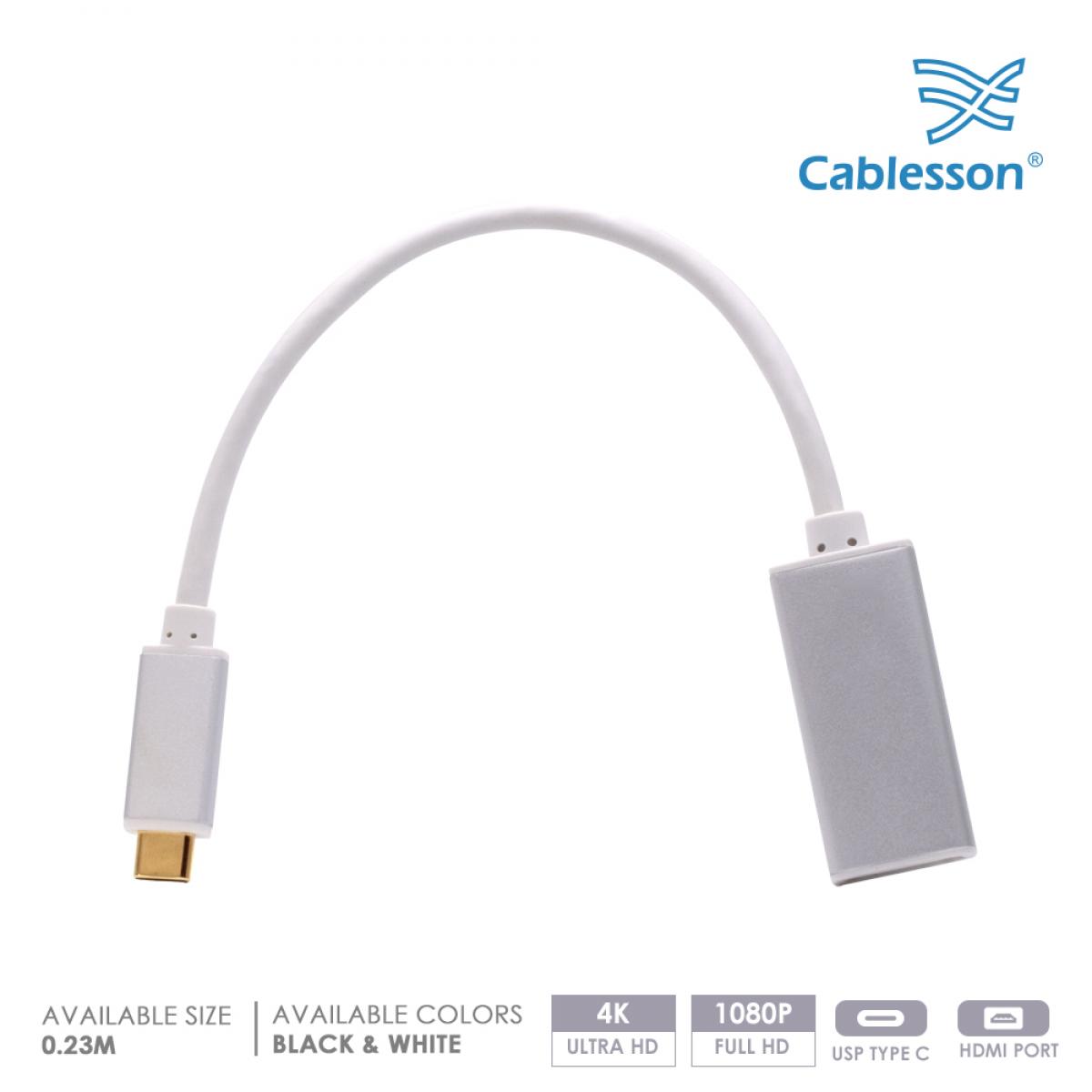 Cablesson USB Type C male to HDMI female adapter with aluminum shells 0.23M 4K@30Hz (White) — view 2