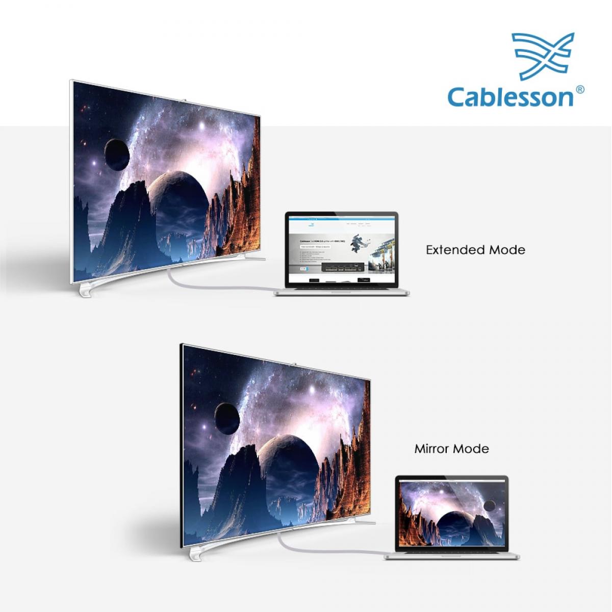 Cablesson USB Type C male to HDMI female adapter with aluminum shells 0.23M 4K@30Hz (White) — view 5