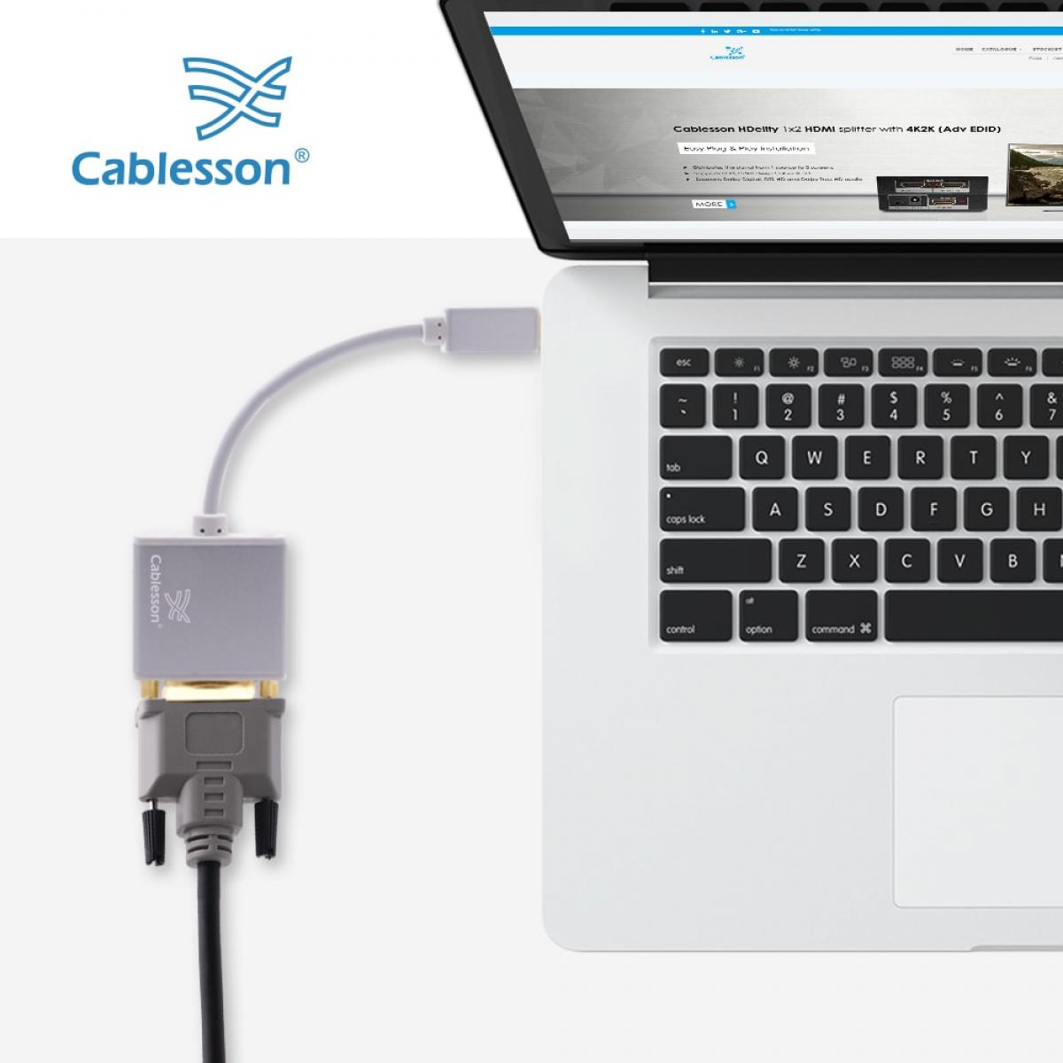 Cablesson USB Type C male to DVI female adapter with aluminum shells 0.23M 4K@30Hz (White) — view 5