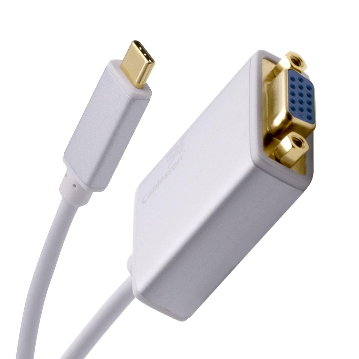 Cablesson USB Type C male to VGA female adapter with aluminum shells 0.23M 1080P@60Hz (White)