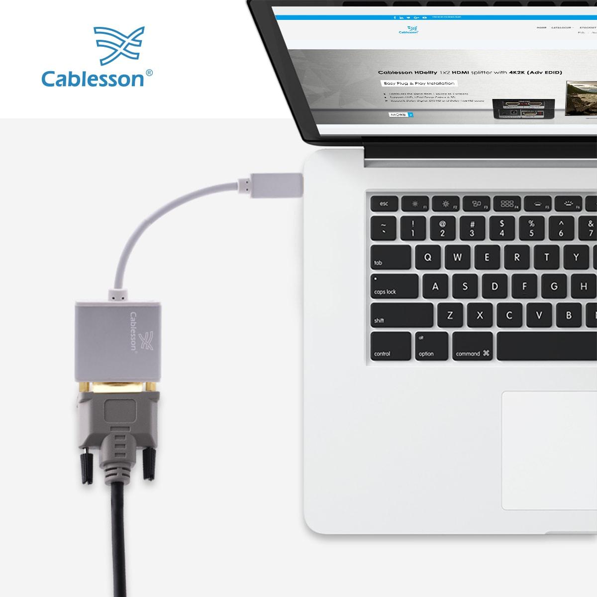 Cablesson USB Type C male to VGA female adapter with aluminum shells 0.23M 1080P@60Hz (White) — view 5