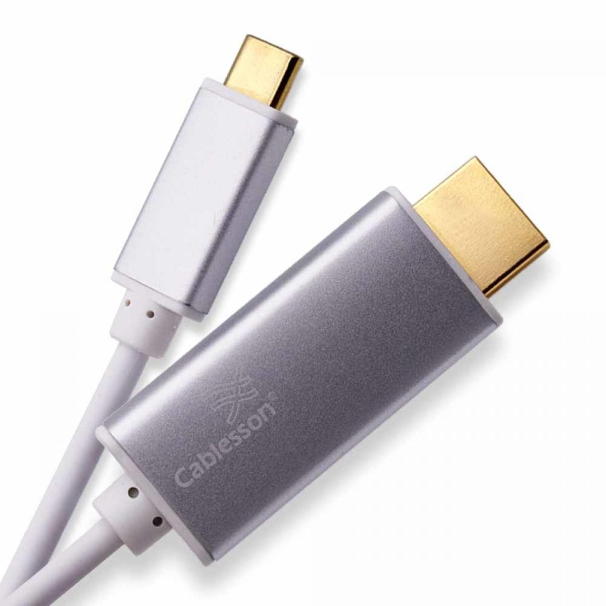 Cablesson USB Type C male to HDMI male adapter cable with aluminum shells 1M 4K@30Hz (White)